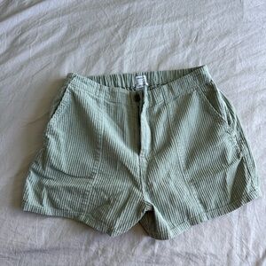 RVCA High Waist Green Striped Shorts